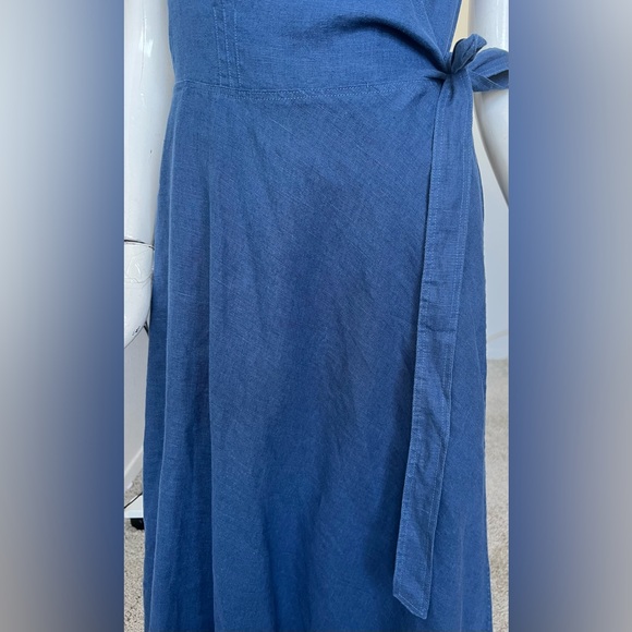 New Ralph Lauren Midi 100% Linen Navy Dress (8) - Picture 4 of 16